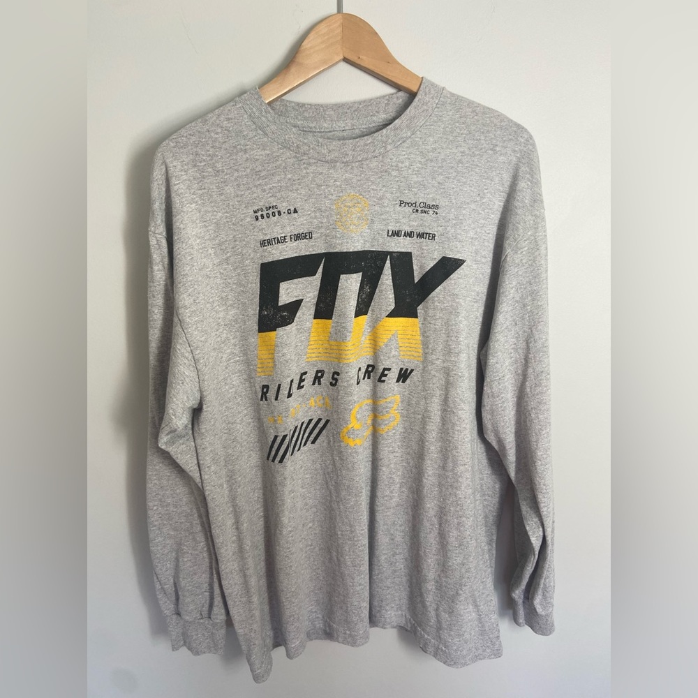 Fox Racing Men Long Sleeve T-Shirt Gray size Large